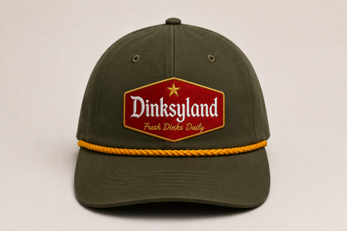 Dinksyland THE NEW G — front detail of the 01 Classic patch on loden crown