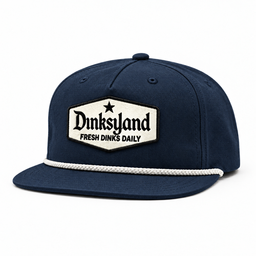 The Rivals rope cap, Navy with white rope, cream and black Dinksyland patch