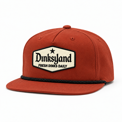 The Rivals rope cap, Dark Orange with black rope, cream and black Dinksyland patch