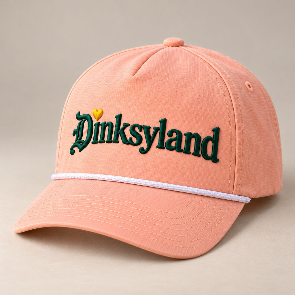 California Sun Washed Rope Cap - Peachy, green thread with gold heart